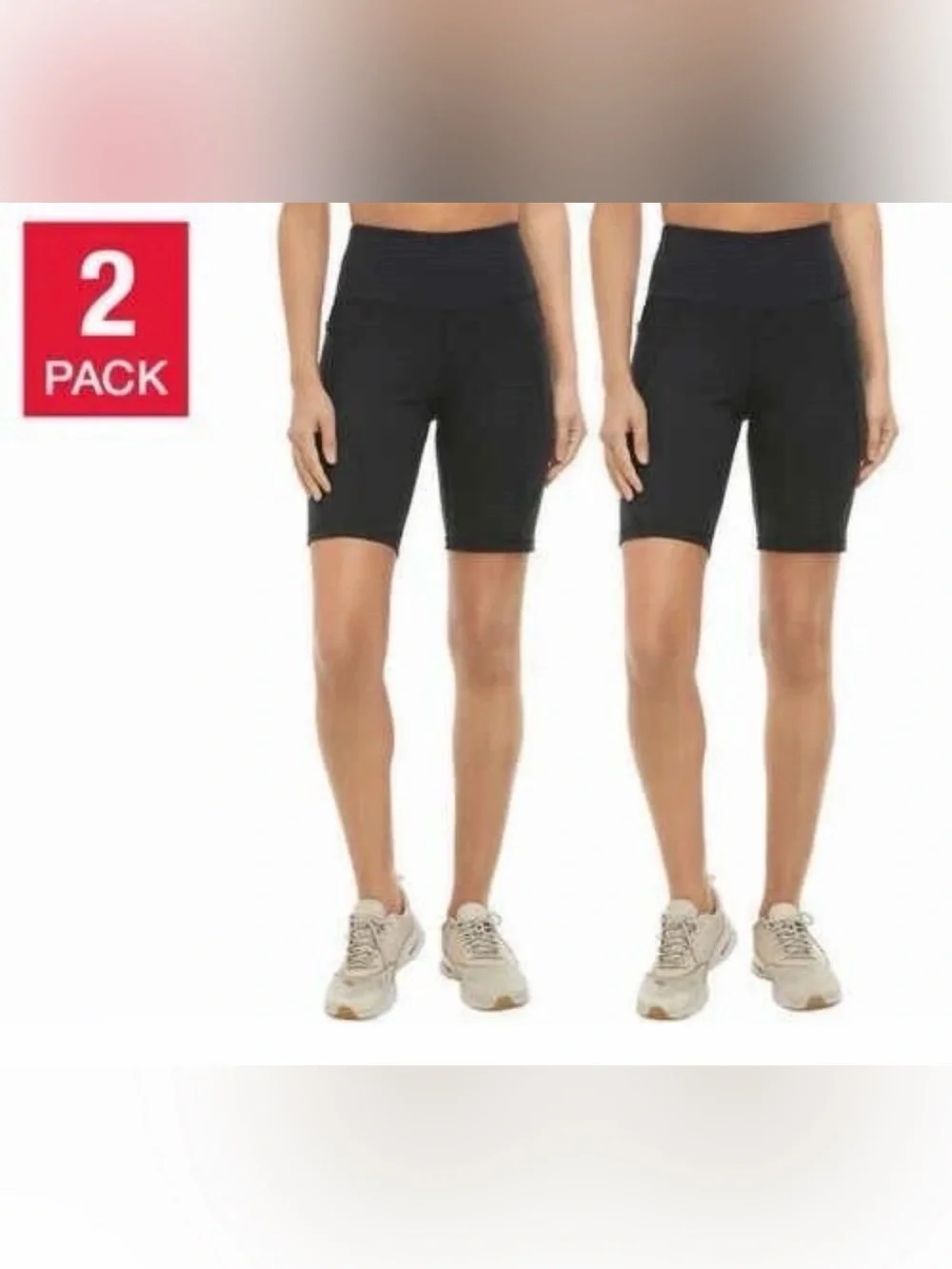 Danskin Black High-Waist Bike Shorts 2pk